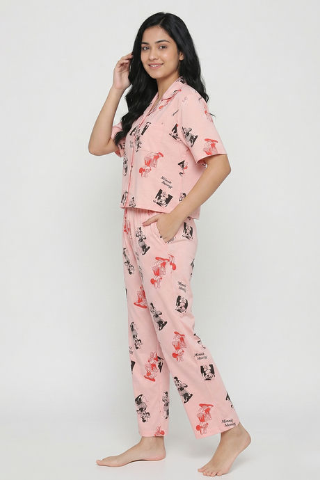 Zivame Mickey & Friends Knit Cotton Loungewear Set - Gossamer Pink — image 3